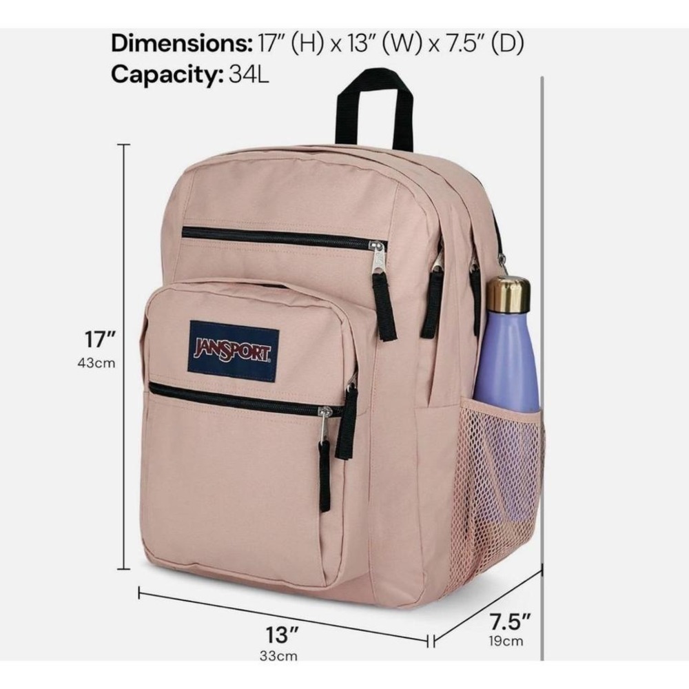JanSport Big Student Laptop Backpack - Strawberry Shower (17" x 13" x7.5") - Picture 3 of 3